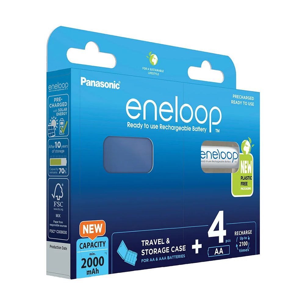 Panasonic Eneloop AA 2000 mAh 4 pcs + Battery Case for AA and AAA