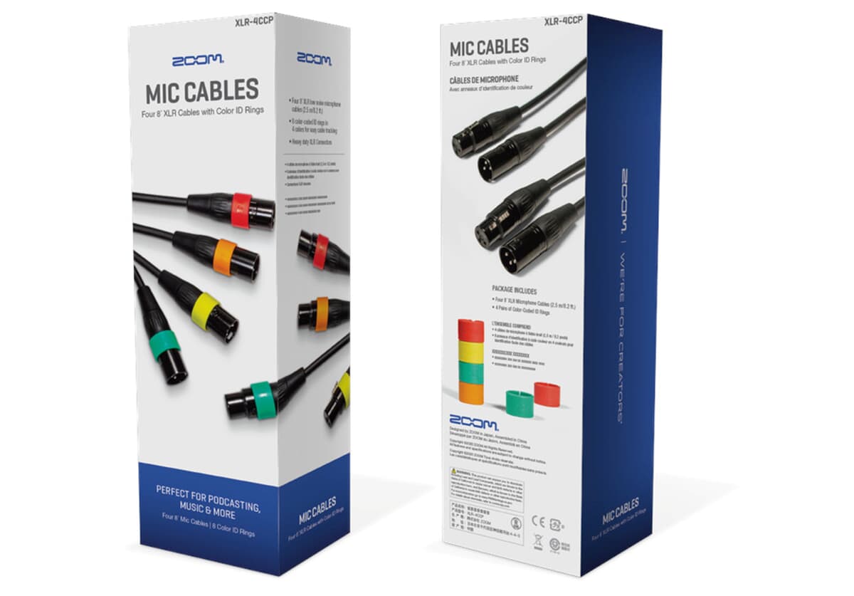 Микрофонни XLR кабели с цветно кодиране - Zoom XLR-4C/CP - 4бр. - 2.5m