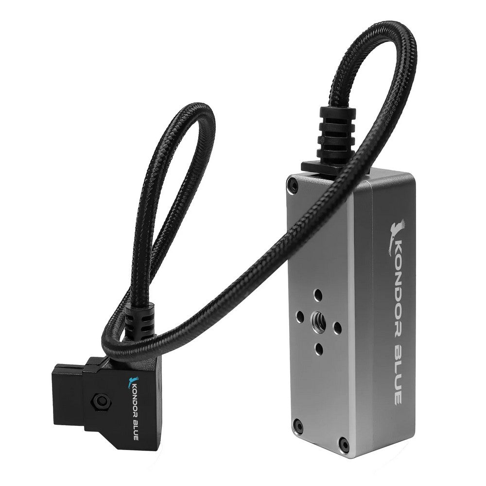 Kondor Blue 12V Metal D-Tap Hub Voltmeter 4-Way Port Power Tap Splitter (1/4in-20 Threads) (grey)