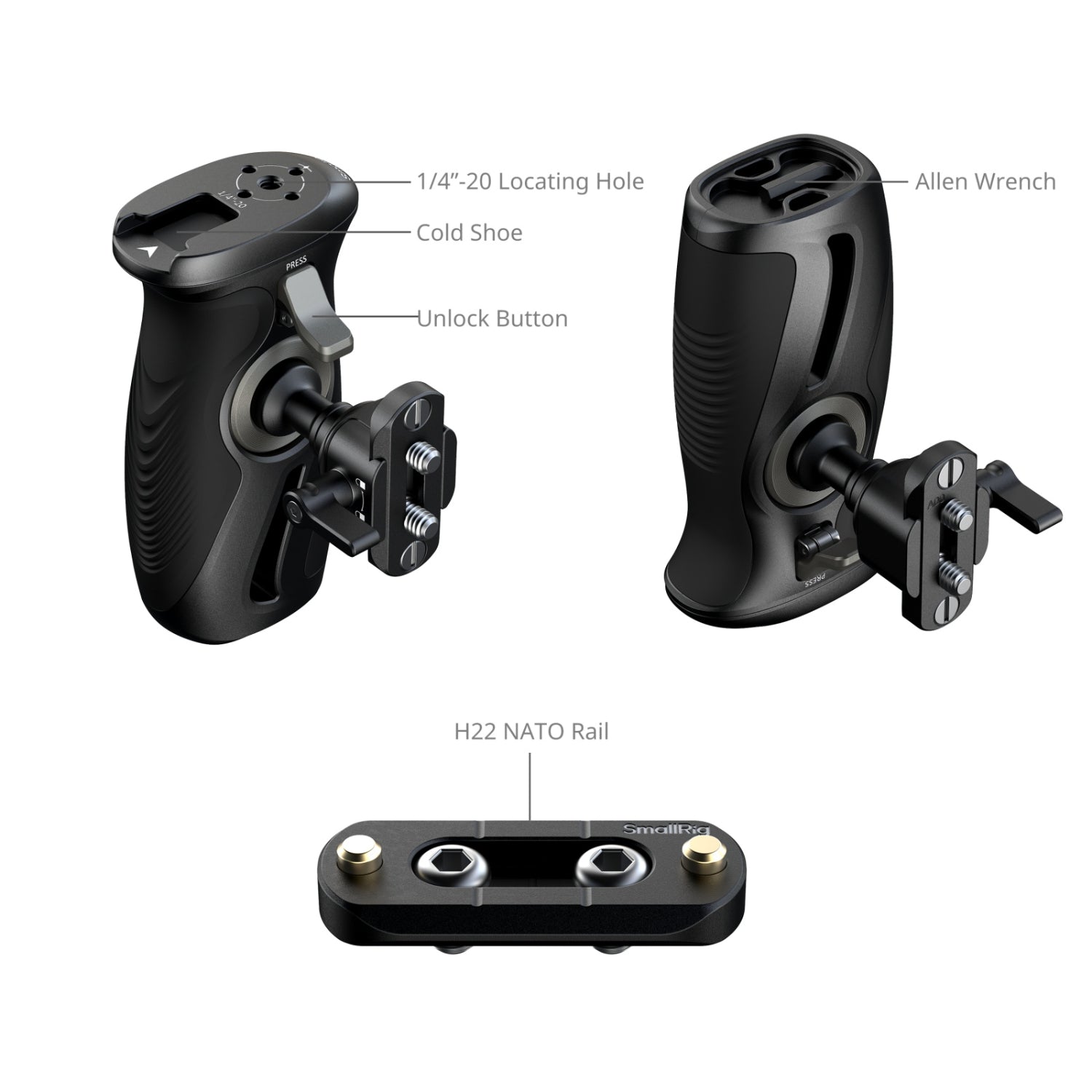 SmallRig въртяща се странична ръкохватка с NATO скоба 5160