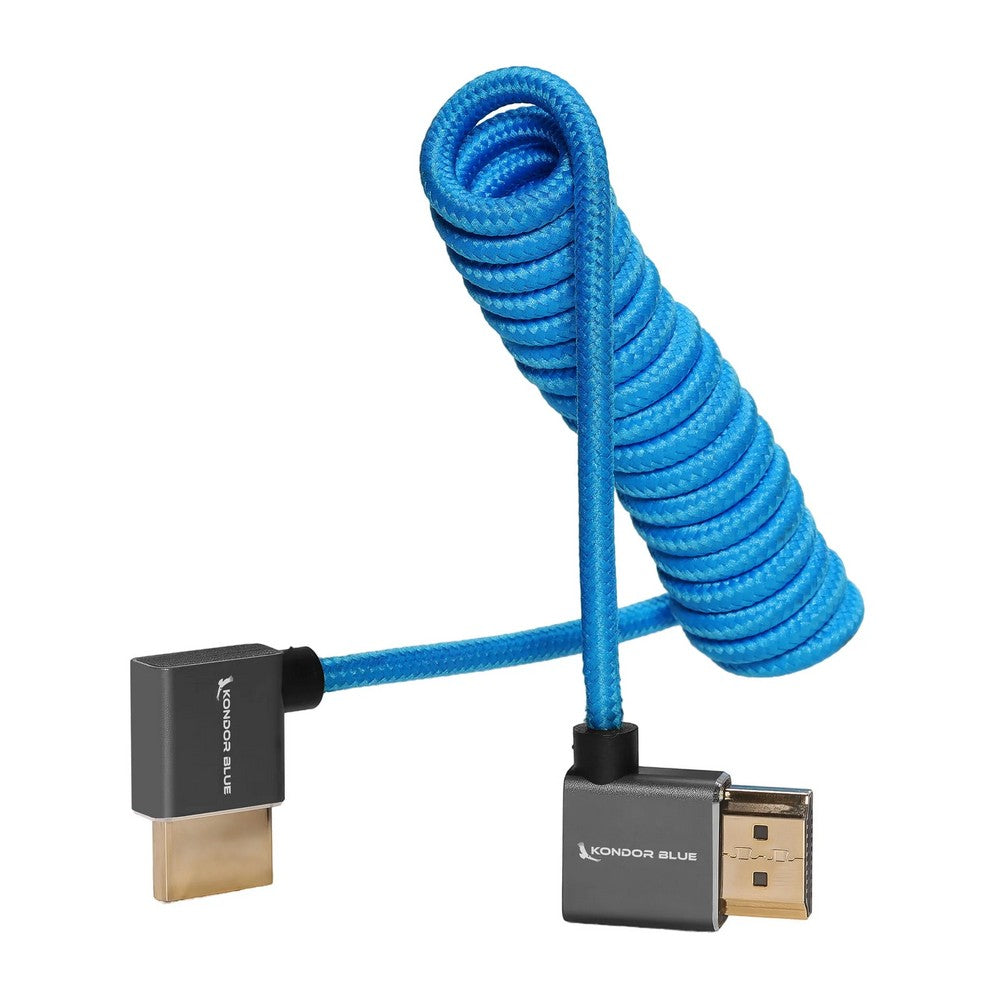 Right Angle Full HDMI Cable 12in-24in Braided Coiled