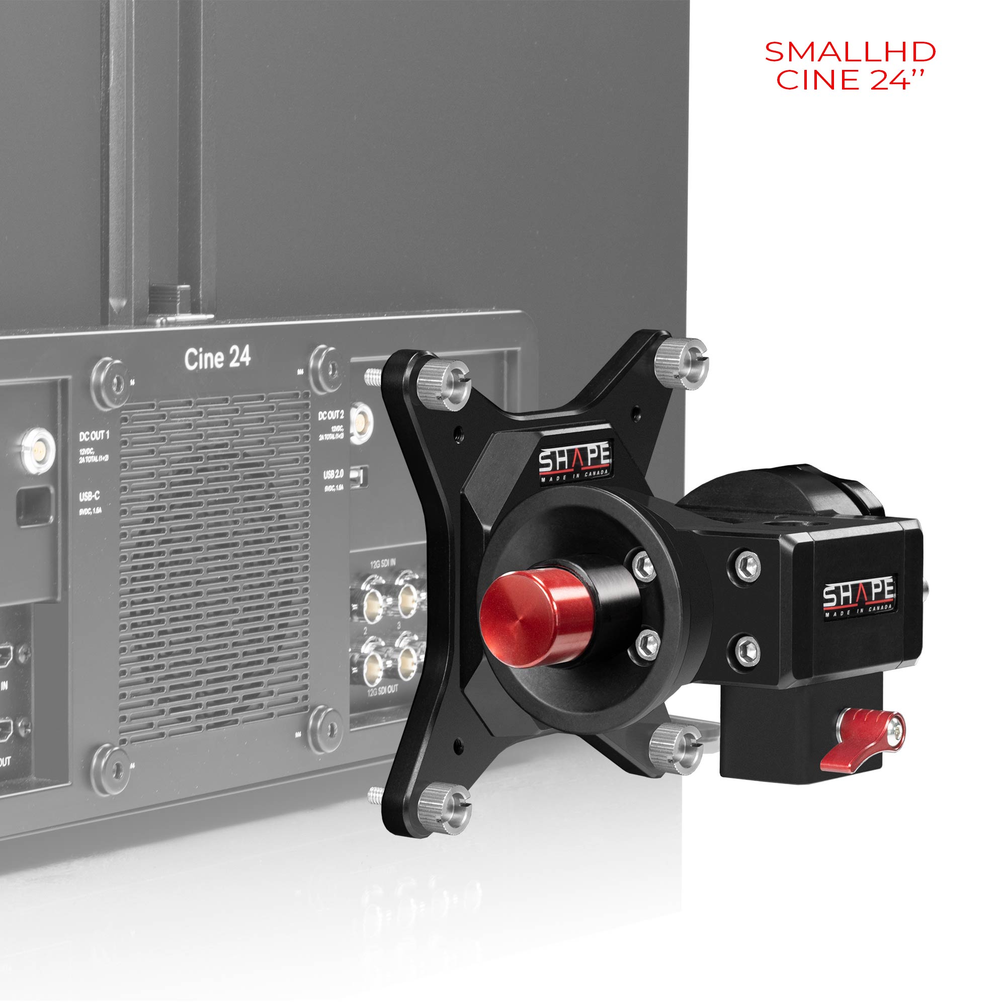 Shape VESA адаптер за про монитори 100x100 - с бутон и опция за статив - За Atomos Sumo, Neon