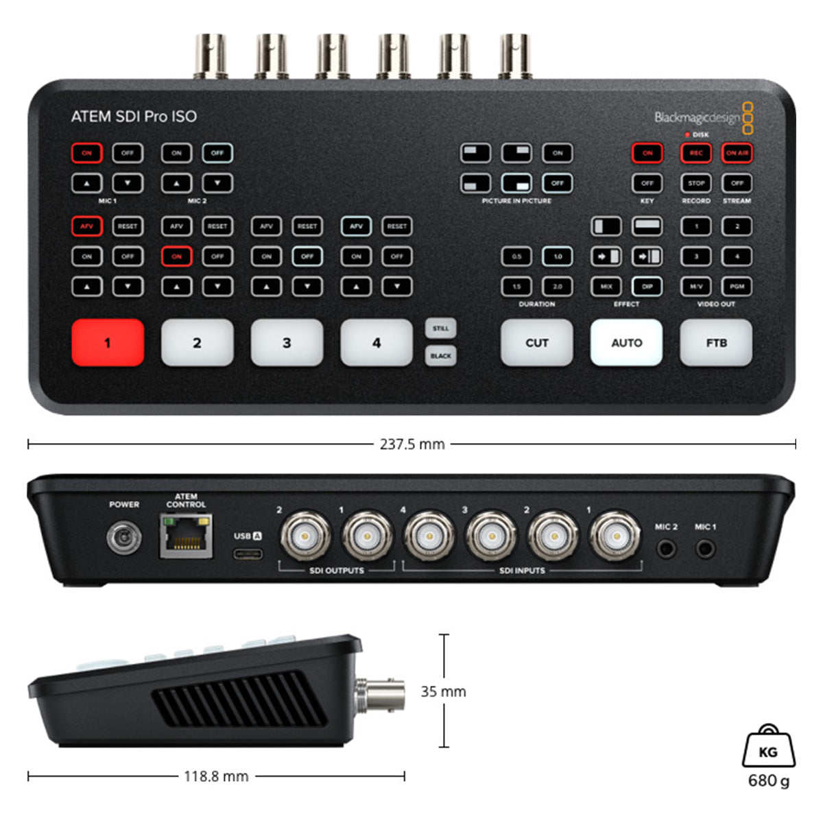 Blackmagic Design ATEM SDI PRO ISO - видеосмесител, 5 канален рекордер и енкодер за излъчване в интернет платформи