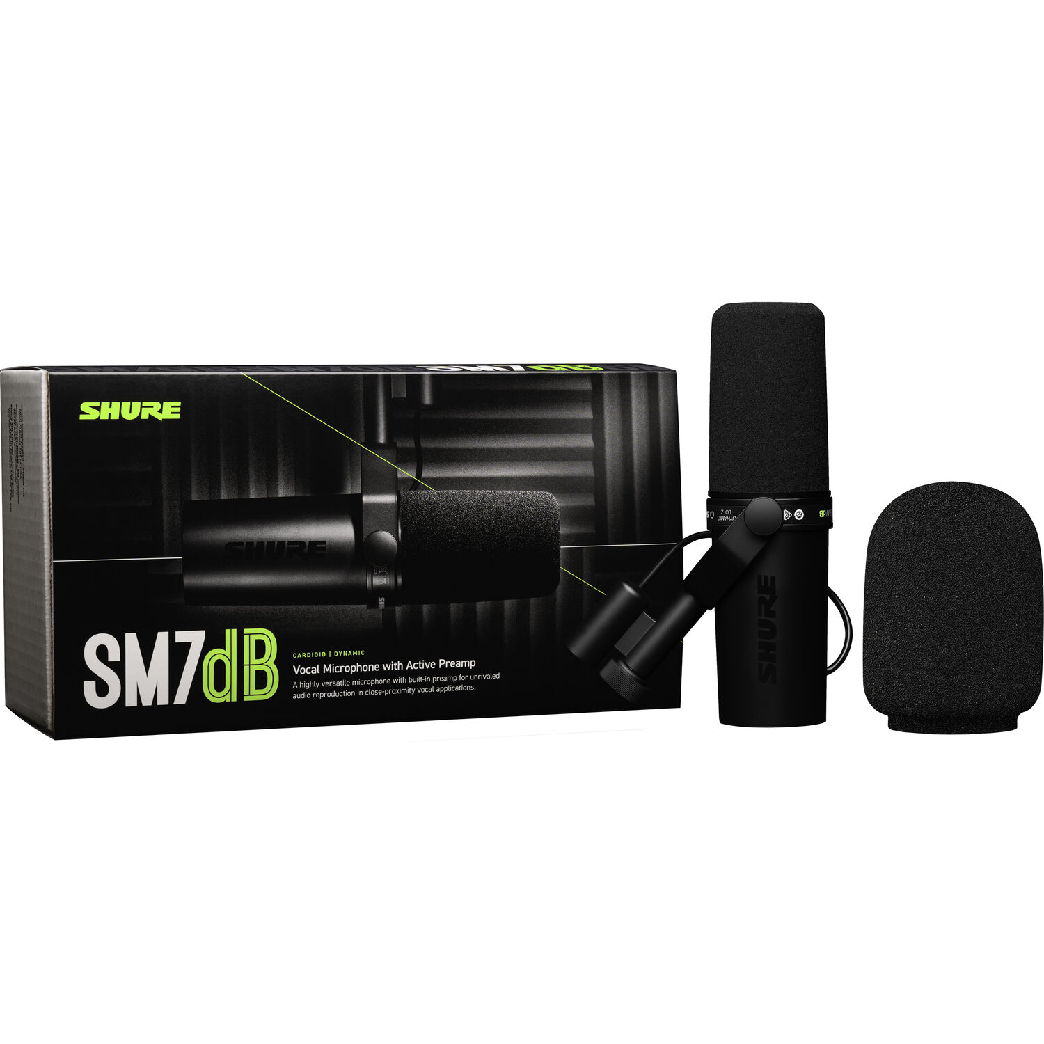 Вокален студиен микрофон Shure SM7dB с вграден предусилвател - динамичен